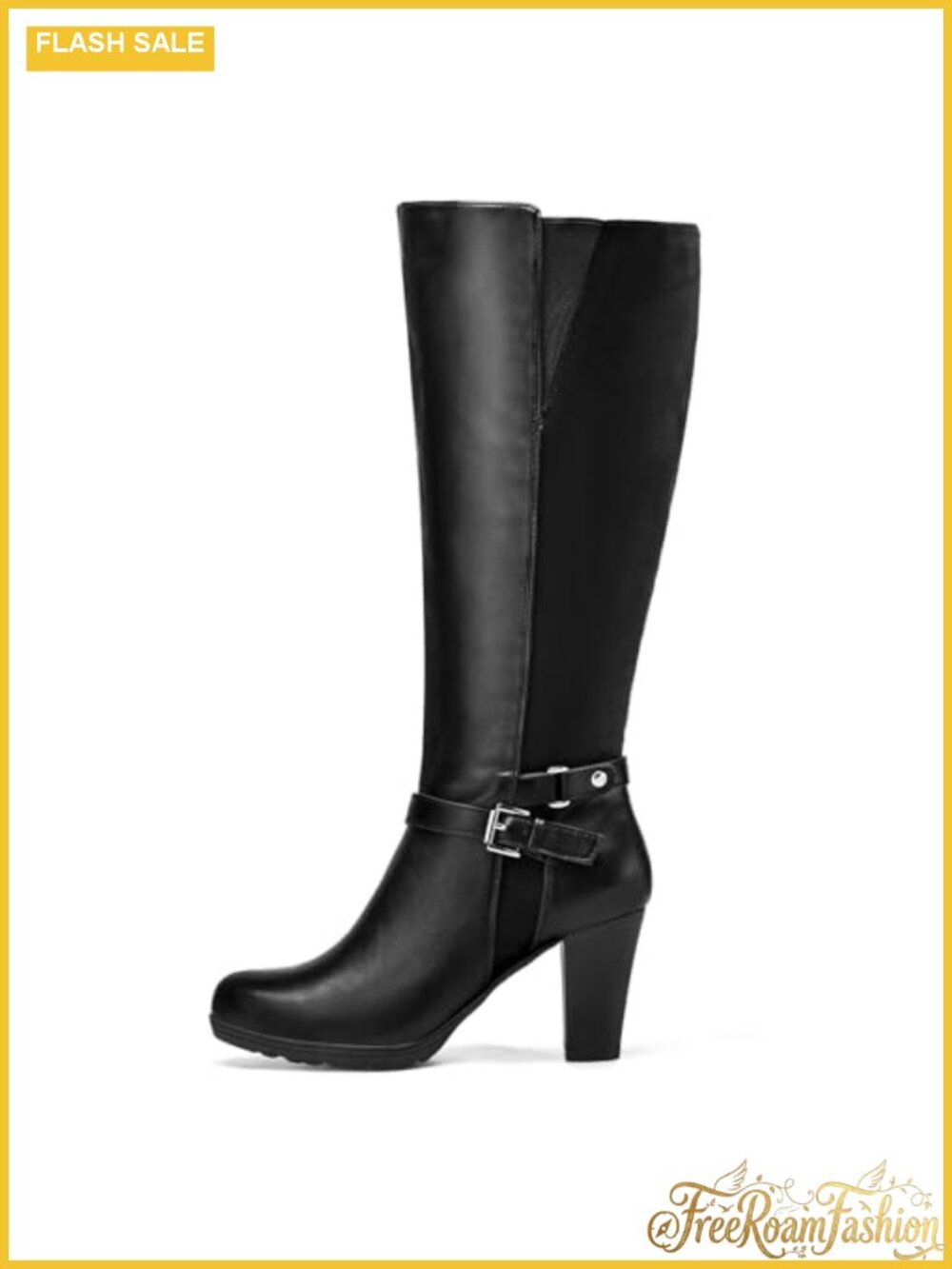 Women's Knee High Boots Chunky Heel Zipper PU Microfiber Winter